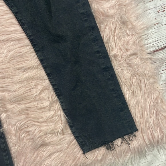 AGOLDE Toni Mid-Rise Straight Leg Black Distressed Hem Jeans - Picture 8 of 11